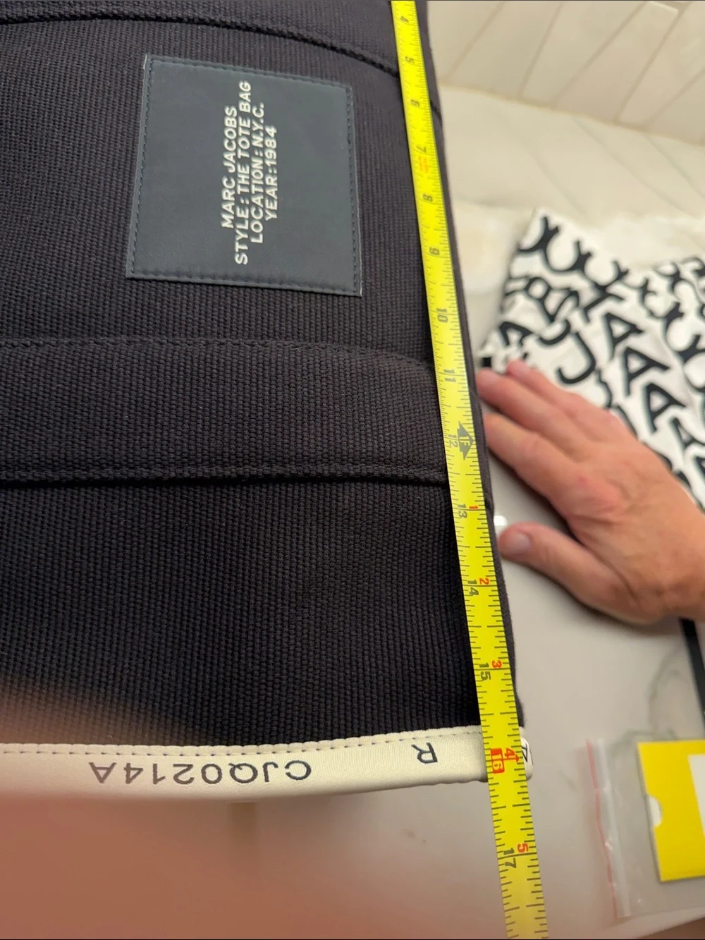Marc Jacobs Black Canvas Tote Bag with White Logo